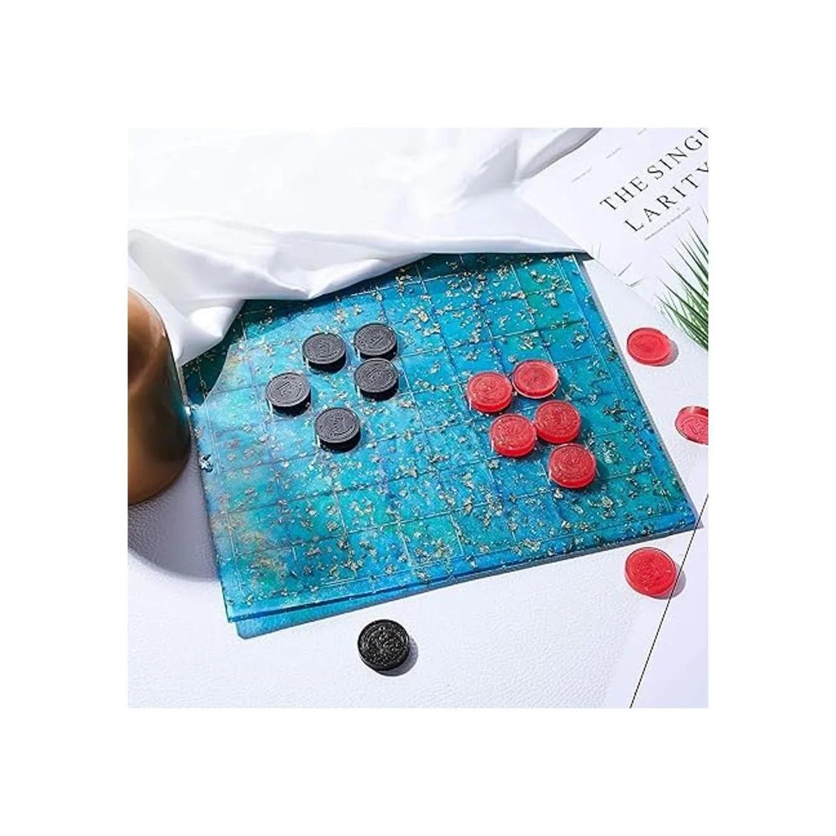 24 piezas Checker Resina Moldes de Silicona Damas Epoxy_5