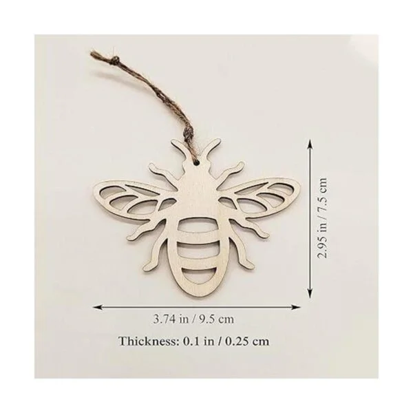 Creaides Adornos colgantes con forma de abeja de madera_2