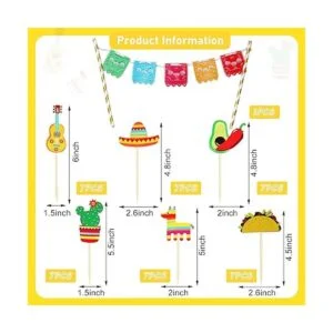 43 piezas de decoración para cupcakes de fiesta y pancarta_2