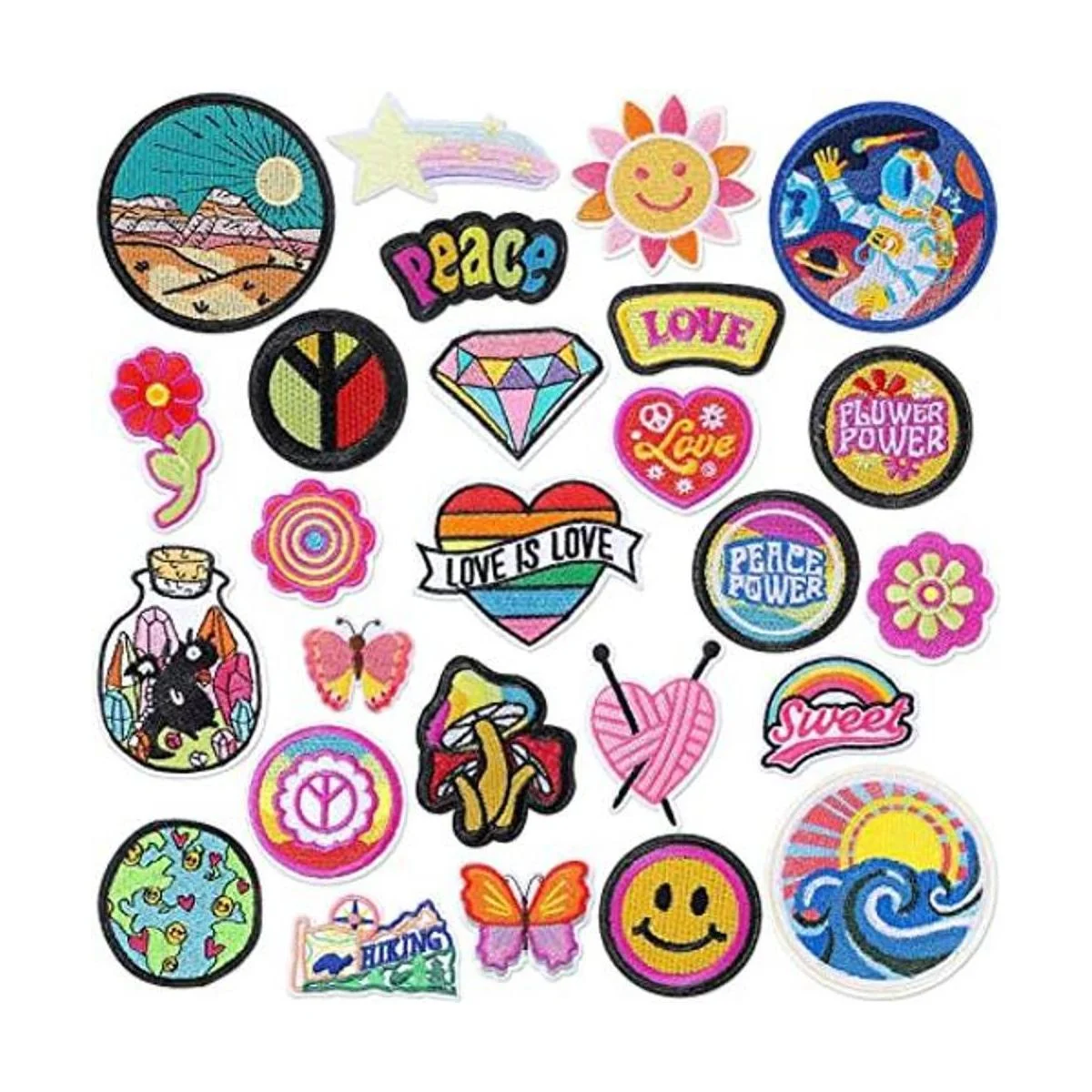 26 piezas de apliques termoadhesivos hippie retro parches_1