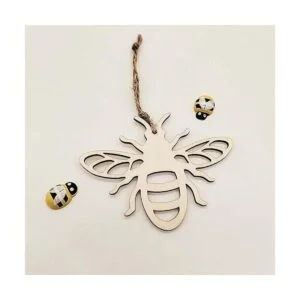 Creaides Adornos colgantes con forma de abeja de madera_3