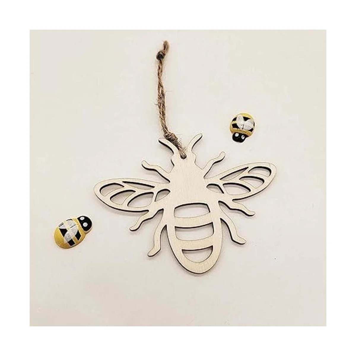 Creaides Adornos colgantes con forma de abeja de madera_3