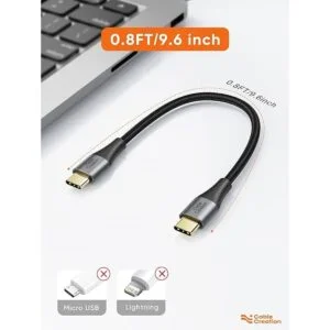 Cable USB C corto a USB C cable USB C de carga rápida_2