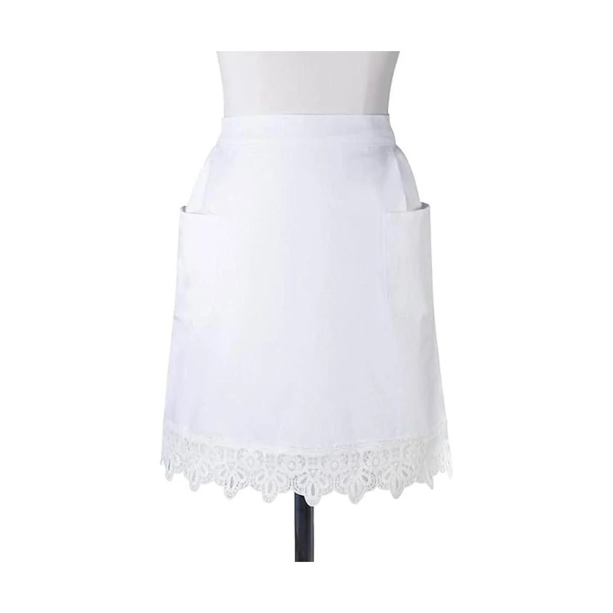 Delantal de encaje blanco cintura algodón cocina medio_2