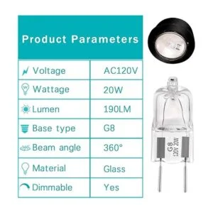 Bombillas halógenas G8 de 20 W 120 V xenón para debajo_3