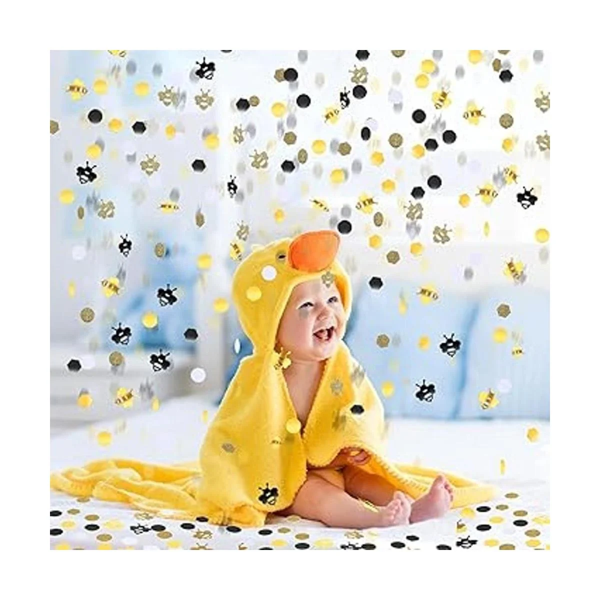 410 piezas de confeti de abeja dorado con purpurina de_5