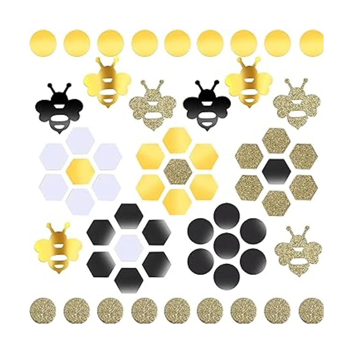 410 piezas de confeti de abeja dorado con purpurina de_3