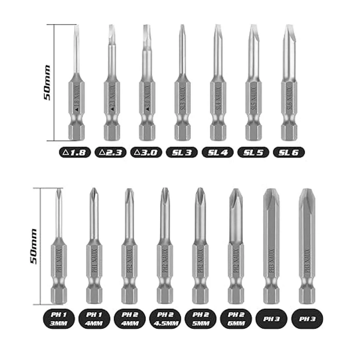 Juego de 15 brocas ranuradas Phillips triangulares_2