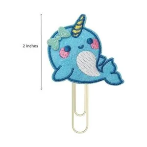 Lindo Narwhal Golden Planner Clips de papel marcadores_2