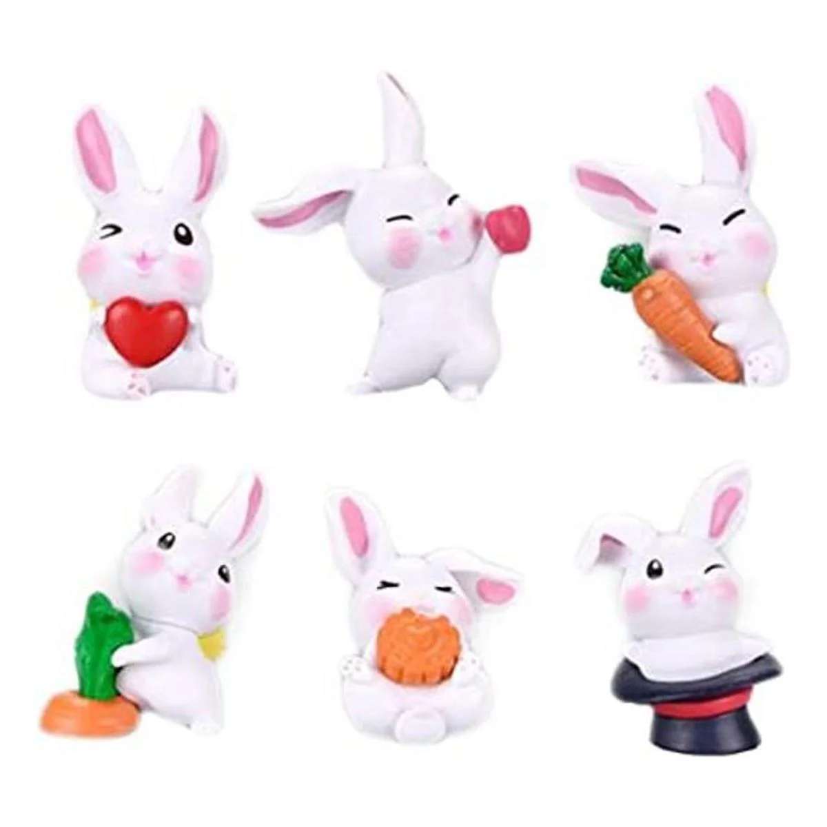Figuras de conejo en miniatura 6 piezas de mini conejo_1