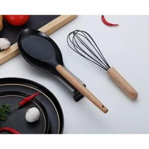 Soporte de cuchara negro mate soporte de cuchara de acero_5