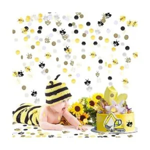 410 piezas de confeti de abeja dorado con purpurina de_4