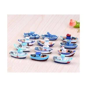 Halloluck 4 piezas miniatura casa de muñecas barco mar_3