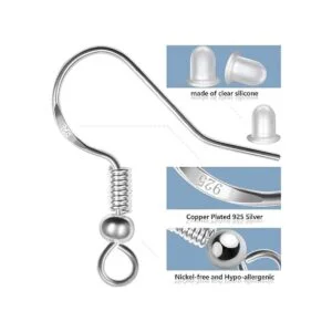 Ganchos para aretes de plata de ley 925 150 piezas75_5