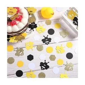 410 piezas de confeti de abeja dorado con purpurina de_6