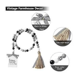 Guirnalda de cuentas de madera a cuadros de granja con_3
