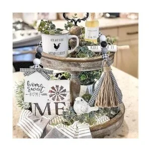 Guirnalda de cuentas de madera a cuadros de granja con_5