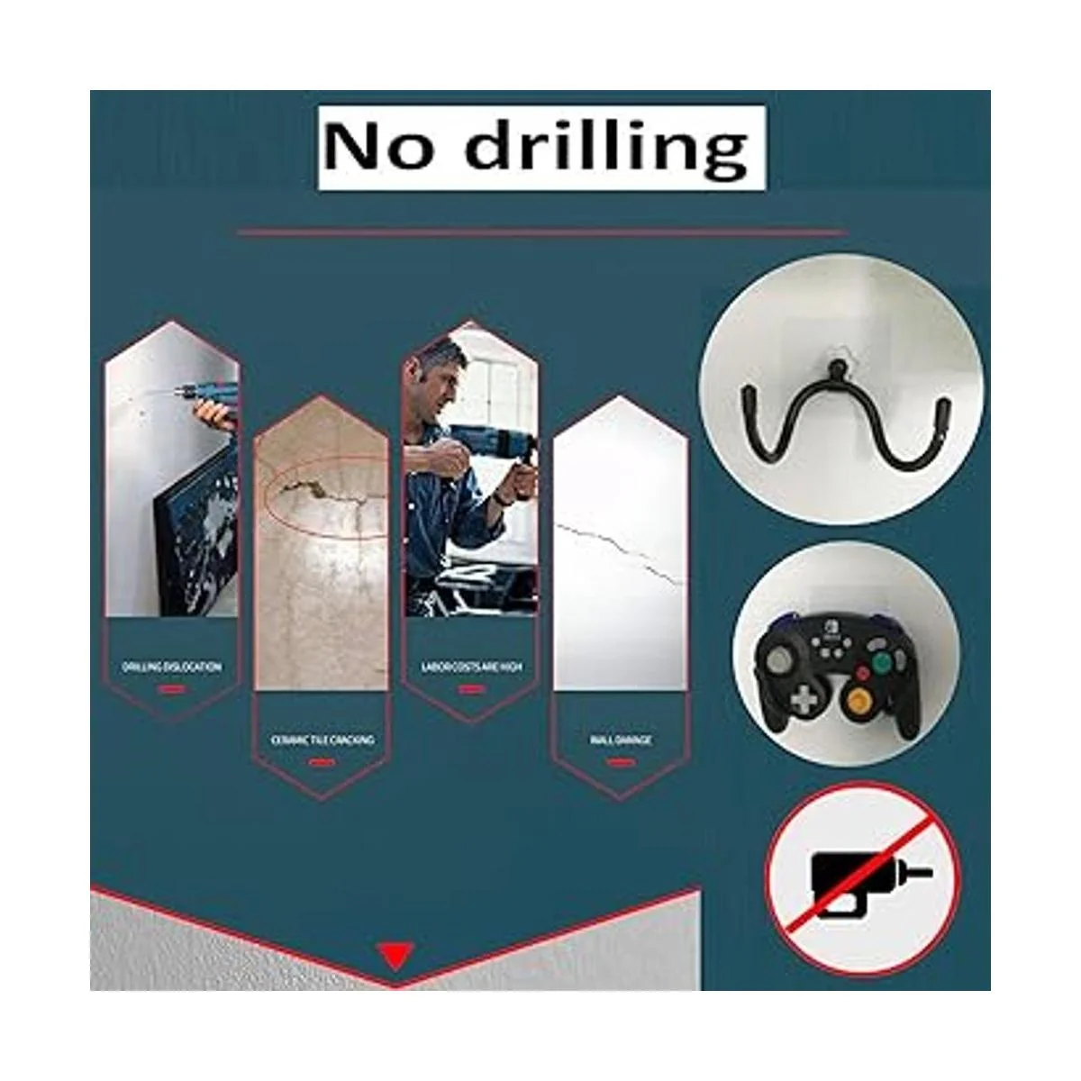 Universal Adhesive Game Controller Organizer Wall Rack_3