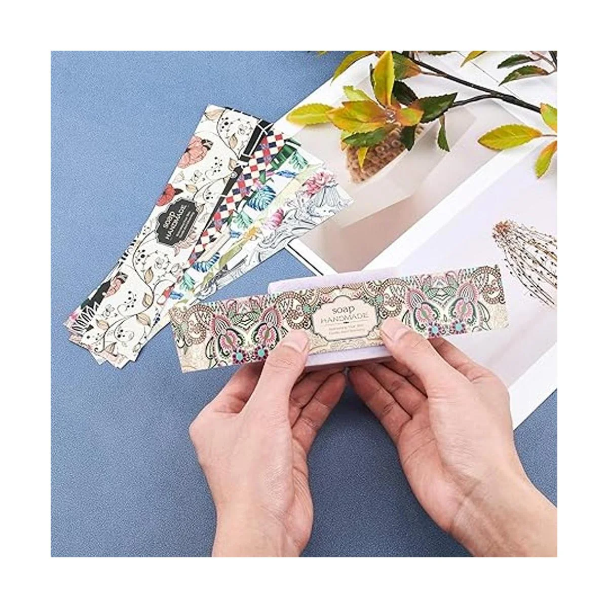 PH PandaHall 90pcs Jabón Envoltura 9 Estilo Flor Wrap_3