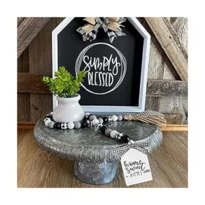 Guirnalda de cuentas de madera a cuadros de granja con_7