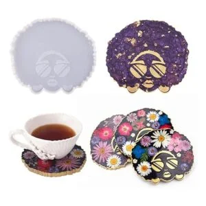 2 piezas Afro hembra cabeza posavasos resina molde_4