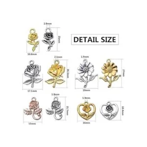 50 colgantes de flores colgantes de aleación de girasol_3