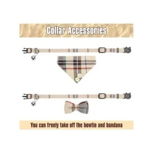 Pañuelo con lazo para gato paquete de 2 collares clásicos_5