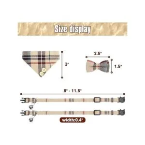 Pañuelo con lazo para gato paquete de 2 collares clásicos_2