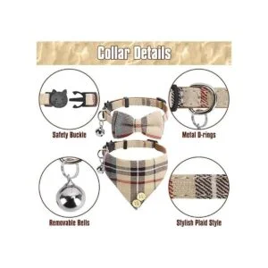 Pañuelo con lazo para gato paquete de 2 collares clásicos_3