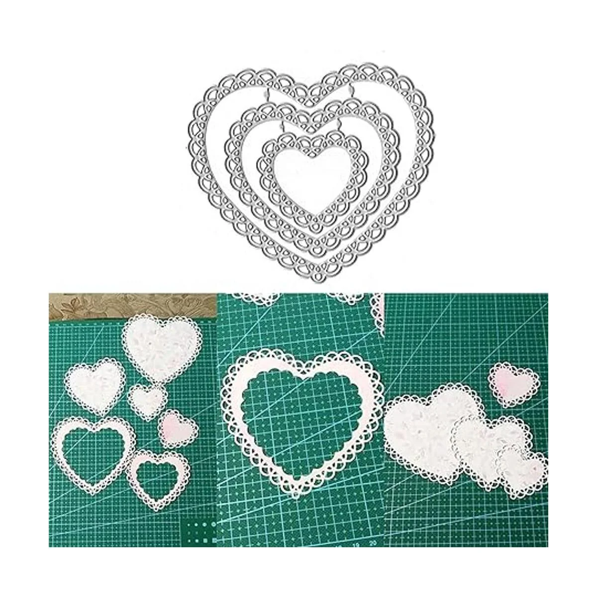 4 piezas de encaje en forma de corazón de metal_6