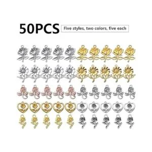 50 colgantes de flores colgantes de aleación de girasol_2