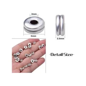 200pcs 0.236 in plata plana redonda espaciador cuentas_3
