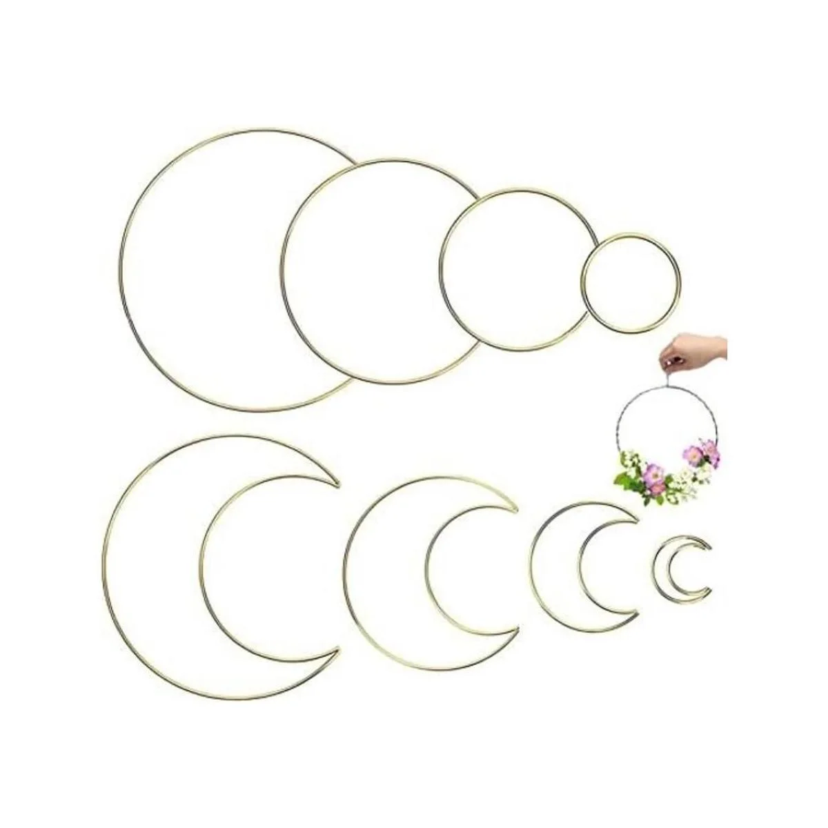 Hoedia 8 anillos dorados de macramé atrapasueños aros de_1