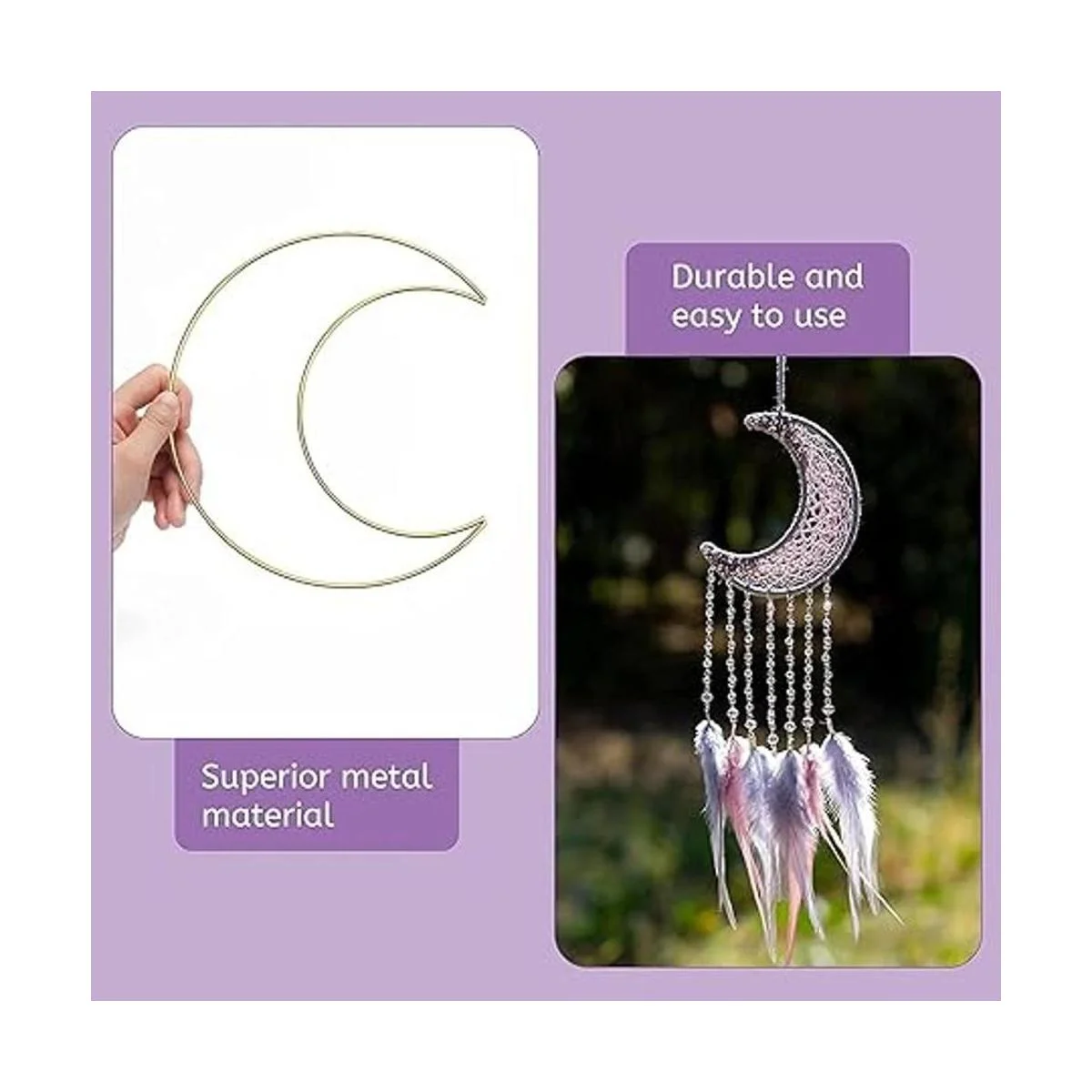 Hoedia 8 anillos dorados de macramé atrapasueños aros de_3