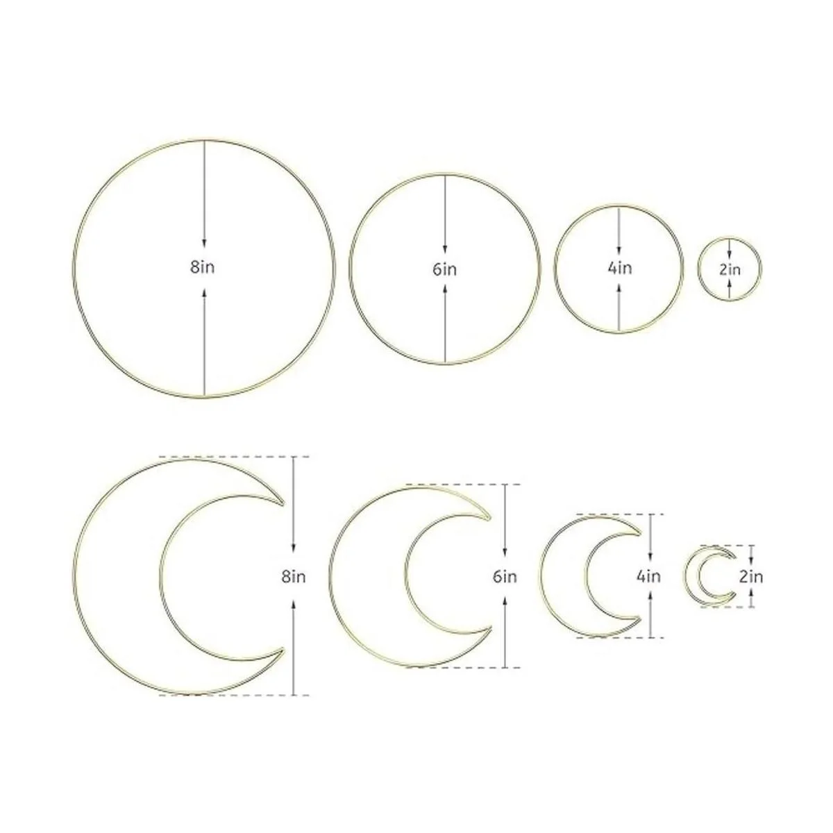 Hoedia 8 anillos dorados de macramé atrapasueños aros de_2