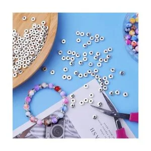 200pcs 0.236 in plata plana redonda espaciador cuentas_7