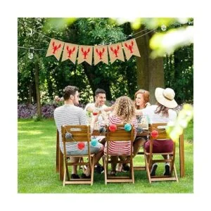 Pudodo Bandera rústica de arpillera de yute con langosta_4