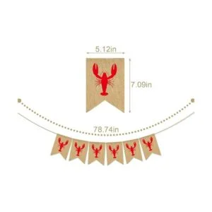 Pudodo Bandera rústica de arpillera de yute con langosta_2