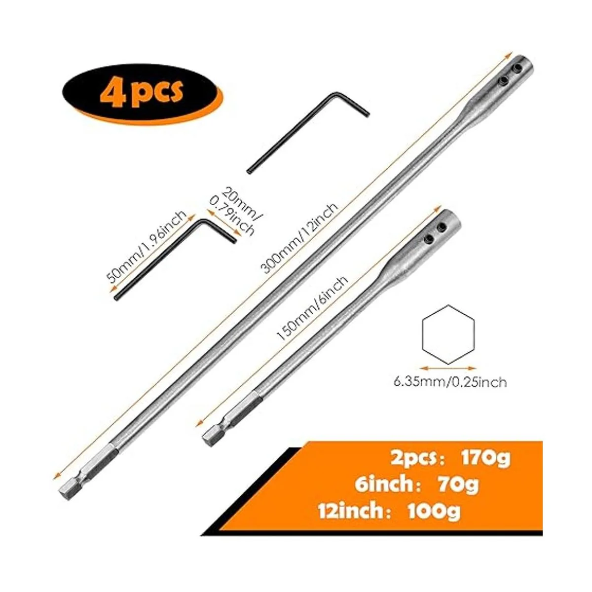 Juego de 4 brocas de extensión de 14 extensión de broca_2