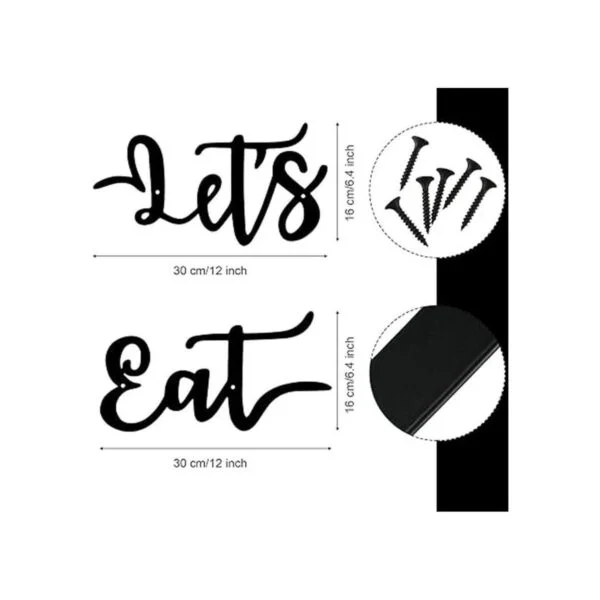 2 piezas Lets Eat Metal Sign rústica negro recorte_7