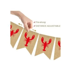 Pudodo Bandera rústica de arpillera de yute con langosta_3