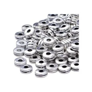 200pcs 0.236 in plata plana redonda espaciador cuentas_4