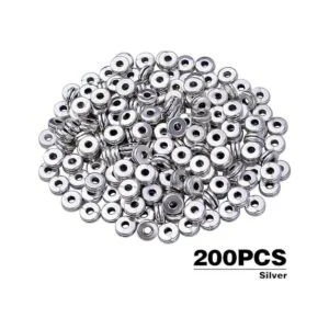 200pcs 0.236 in plata plana redonda espaciador cuentas_2