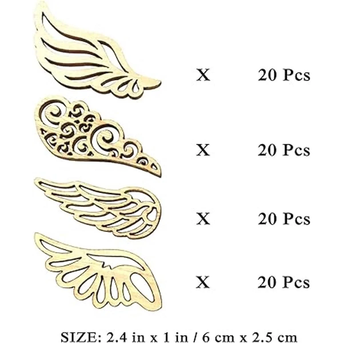 JANOU 80 rebanadas de madera con alas de ángel madera sin_2