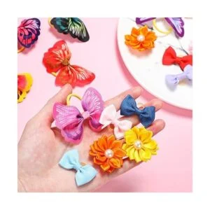 Janinka 36 lazos para el pelo de perro perlas de flores_4