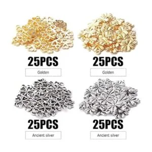 100 colgantes de aleación de 2 estilos de trébol de cuatro_2