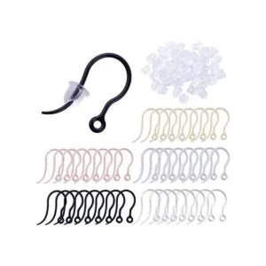 50 ganchos de plástico de 5 colores para pendientes con_1