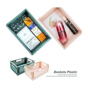 souG Paquete de 4 cestas de plástico para estantes hogar_7