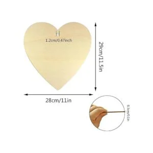 obmwang 4 corazones de madera natural de 11.5 x 11_2