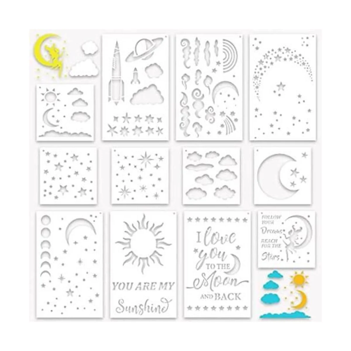 12 plantillas de nube de luna y estrella para pintar_1